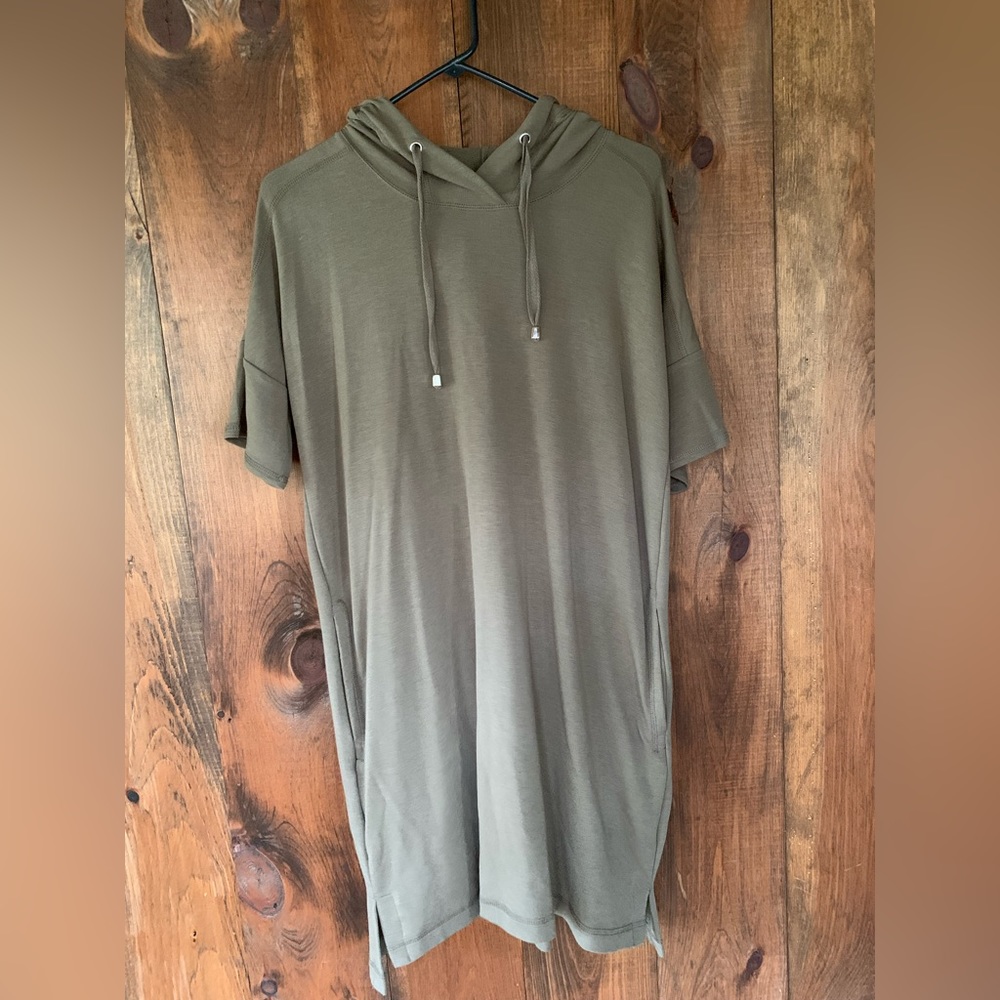 Hooded, short sleeve, long shirt, or a cover-up